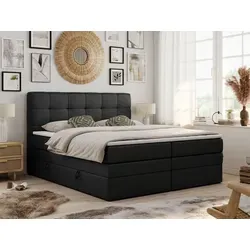 Boxspringbett LUKA-KING 120x200cm - Schwarz mit Topper - Bequemes Polsterbett mit 7-Zonen-Taschen-Federkernmatratzen und zwei praktischen Bettkästen für Stauraum. Hochwertige Materialien sorgen für optimalen Schlafkomfort.