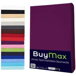 Buymax Spannbettlaken Buymax Jersey aus 100% Baumwolle, Jersey, Gummizug: Rundumgummi, (1 Stück), Pflegeleicht und Atmungsaktiv in Verschiedenen Farben und Größen lila 100 cm x 200 cm