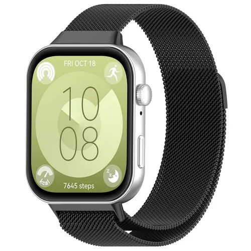 Milanese Metal Watch Arm Band mit Magnetverschluss Huawei Watch Fit 3 - Schwarz