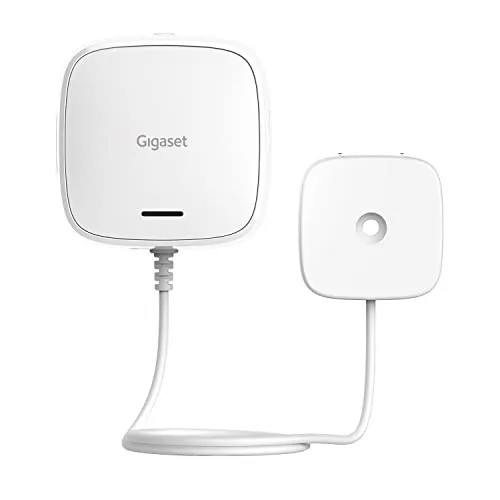 Gigaset Water - Smart-Home Set Ergänzung - Wassermelder schützt vor Wasserschäden und Schimmel - warnt bei Wasseraustritt - informiert über Temperatur und Luftfeuchtigkeit - App Steuerung, weiß