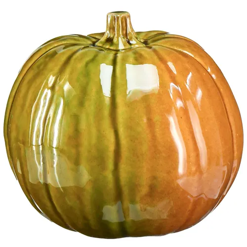 Deko Keramik Kürbis Grün 17,5 cm Herbst Tischdekoration Wohnzimmer