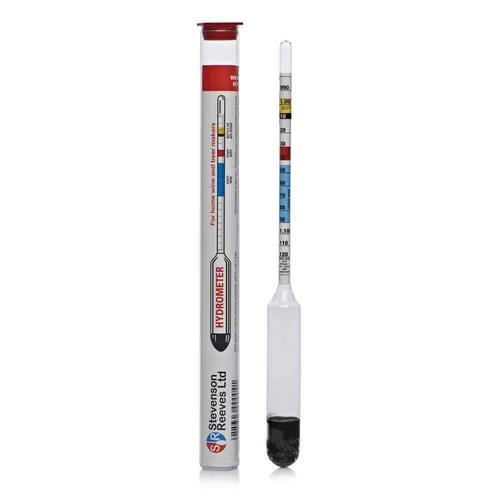 Stevenson S1011 Alkoholmessgerät - Präzises Hydrometer für Bier- und Weinherstellung mit dreifacher Skala, ideal zur Überwachung von Gärungsprozessen und Bestimmung des Alkoholgehalts.