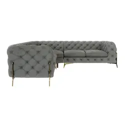 S-STYLE Chesterfield Ecksofa Natalie - grau, 264 cm - Elegantes Chesterfield Ecksofa Natalie in grau. Ideal für stilvolle Wohnräume, bietet es hohen Komfort und Qualität. Maße: B: 264 cm, H: 75 cm. Profitieren Sie von Aktionen wie 10€ Willkommens-Gutschein und 0% Finanzierung!