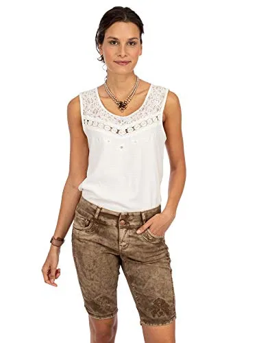 Hangowear Damen Bermuda HENDRINA Hellbraun 40 - Traditionelle Bekleidung, bequeme Trachtenjeans in klassischem Design, ideal für den Sommer und perfekt für festliche Anlässe.