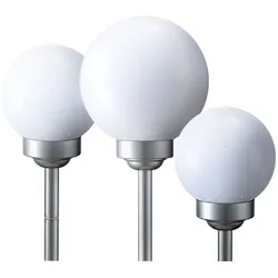 3er Set LED Solarleuchte Kugeln - Gartenlampe für stimmungsvolles Licht - Lampen für Außen mit 3 Solarleuchten (2x 15 cm, 1x 20 cm) für bis zu 8 Stunden Licht. Ideal zur Gestaltung von Garten, Terrasse und Balkon, spritzwassergeschützt und energiesparend.