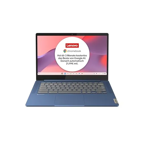 Lenovo Chromebook IdeaPad Slim 3 - 14" Full HD Display, effizienter MediaTek Kompanio 520 mit 4GB RAM und 64GB SSD, leicht und mobil für produktives Arbeiten unterwegs