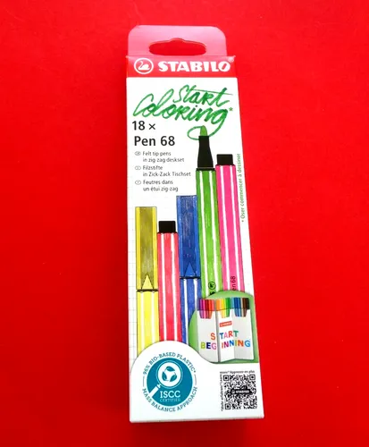STABILO Fasermaler Pen 68, Zick Zack 18er Tischset Strichstärke: 1,0 mm