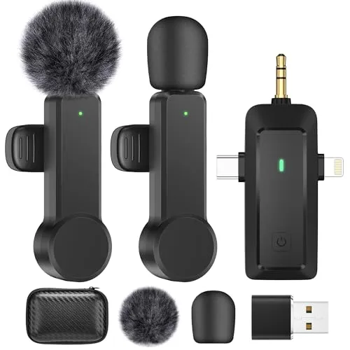 QINOJA Lavalier Mikrofon für iPhone Android Kamera – Mikrofon Handy für Videoaufzeichnung, Live-Streaming, YouTube, TikTok, Vlog, Interview