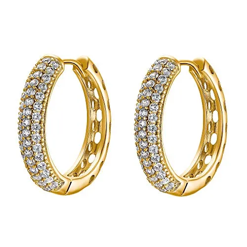 Heideman Ohrringe Charly Damen - aus hochwertigem Edelstahl - silber gold rosegold poliert - Ohrcreolen für Frauen mit Stein - Ohrschmuck 23mm Durchmesser
