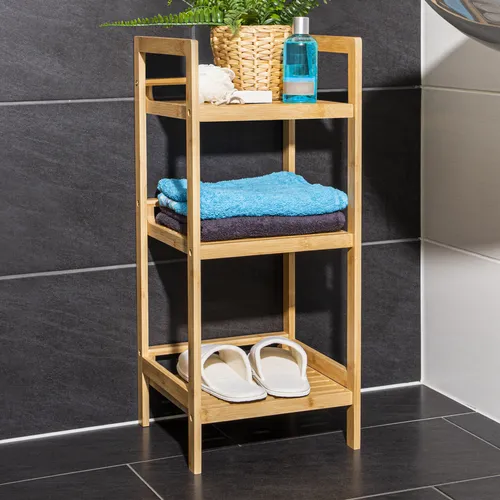 Bambus Regal mit FSC – 3 Böden Badezimmer Standregal aus nachhaltigem Holz - Regale & Aufbewahrung – Ideal für Handtücher und Deko, umweltfreundliches Bambusmaterial, stabil mit 10 kg Tragkraft pro Fach.