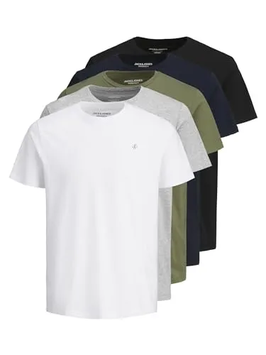 JACK & JONES Herren T-Shirt 5er Pack - Mehrfarbig, Größe XL - T-Shirts für Herren im praktischen 5er Pack, aus nachhaltiger Bio-Baumwolle für einen umweltfreundlichen Kleidungsstil.