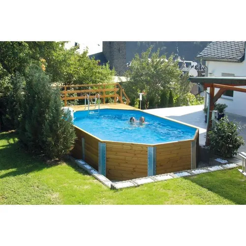 Weka Massivholzpool "Alles dabei" 376 x 714 cm - Swimmingpool aus Echtholz mit Technikraum, einfache Montage und umfangreicher Ausstattung für unbeschwerten Badespaß im eigenen Garten.
