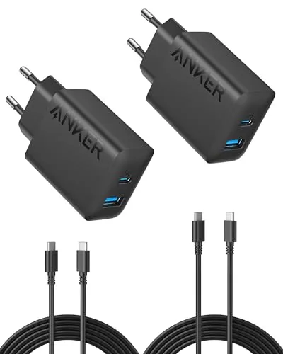 Anker USB-C Ladegerät 20W 2er Set für iPhone und iPad - Praktisches 2er Set mit 20W Ladegeräten für schnelles Aufladen von Apple-Geräten. Kompakt und ideal für unterwegs. Inklusive 2x USB-C Kabel.