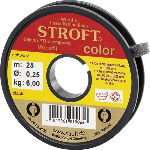 STROFT Color Monofile Angelschnur Schwarz 0,45mm 16,0kg 50m