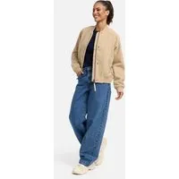 Collegejacke MARIKOO "Zunaa" Damen XL beige - Funktionsjacken im Collegejacken-Stil mit Rippbündchen und Raglanärmeln, ideal für kühlere Frühlingstage und modisch vielseitig kombinierbar.