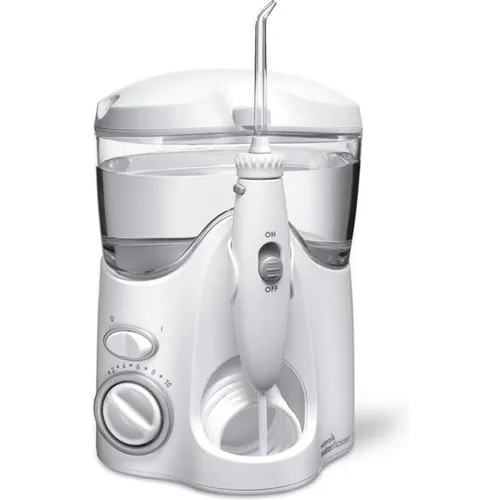 Waterpik WF-100 Ultra Weiß Munddusche - Elektrische Zahnbürsten mit 6 Aufsätzen und fortschrittlichem Druckkontrollsystem für eine effektive Reinigung von Zahnzwischenräumen und Zahnfleischtaschen – ideal für Zahnspangenträger und Implantatträger.