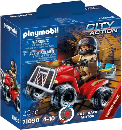 PLAYMOBIL City Action 71090 Feuerwehr-Speed Quad mit Rückzugsmotor, Spielzeug