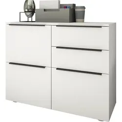 Borchardt Möbel Aktenschrank Tom - 93 cm Breite, Mehrzweckschrank in Weiß - Büroschränke mit 2 Fächern und 3 Türen, ideal für Ordnung im Büro. Made in Germany, bietet Platz für bis zu 50 kg und überzeugt durch eine moderne, matte Optik.