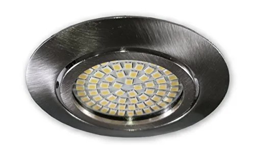 LICHT DISCOUNT LED Einbaustrahler ultra flach 230V S0307 alu gebürstet | Einbauleuchte Spot Strahler inkl. 3.5 W LED warmweiss - geringe Einbautiefe nur 27mm
