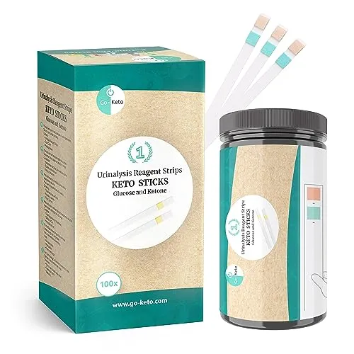 Go-Keto Keto Sticks 100 Stück - Glucose + Ketone Urin Teststreifen zur Messung einfach zu Hause, perfekt zur Begleitung einer Keto Diät