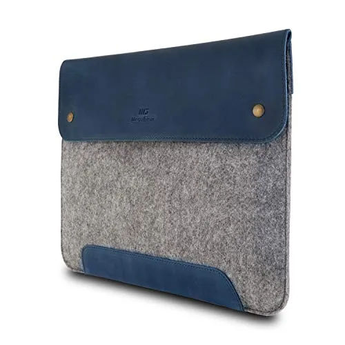 MegaGear MacBook-Tasche aus echtem Leder und Fleece, Laptop-Hülle für MacBook Pro und MacBook Air Hülle – 16 Zoll – 15 Zoll – 15,5 Zoll (M2, M2 Pro, M2 Max, M1) Modelle 2020, 2021, 2022 und 2023