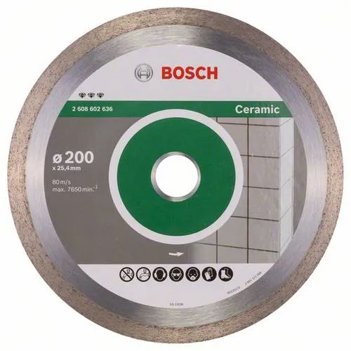 Bosch Accessories 2608602636 Diamanttrennscheibe 200mm - Diamant-Trennscheibe Best for Ceramic für schnelle, glatte Schnitte in Fliesen mit minimaler Splitterbildung. Ideal für Porzellan und Keramik bei Installationsarbeiten.