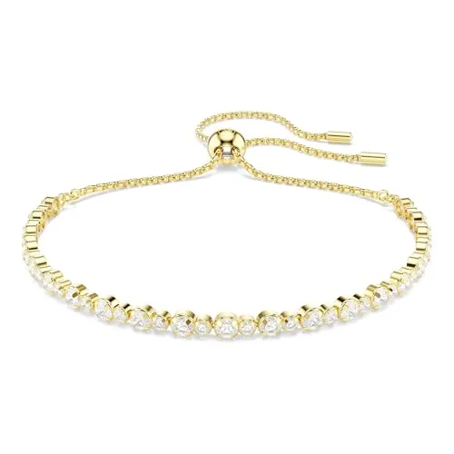 Swarovski Matrix Tennis Armband – Vergoldet mit Weißen Kristallen - Elegantes vergoldetes Armband mit funkelnden Swarovski Kristallen. Flexibel verstellbar von 12 bis 24 cm, ideal für jeden Anlass und kombinierbar mit anderen Schmuckstücken.