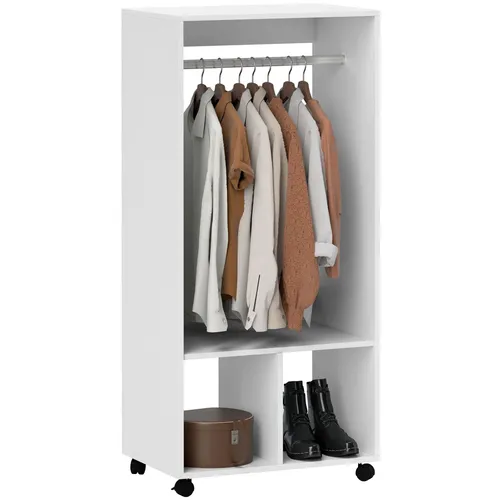 HOMCOM Mobiler Kleiderschrank - Kleiderschrank mit Regal und 4 Schwenkrädern, flexibel und platzsparend, ideal für Wohnzimmer oder Schlafzimmer.