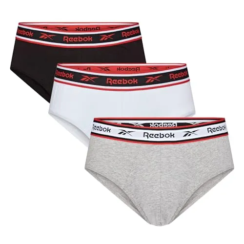 Reebok Men's Chase Boxer Shorts - Bequeme Unterwäsche in Schwarz/Weiß/Grau, Größe M - Herren-Slips aus atmungsaktiver Baumwolle für maximalen Komfort. Ultrastretchiger Bund sorgt für Bewegungsfreiheit und perfekten Sitz den ganzen Tag.