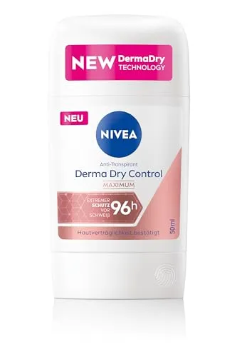 NIVEA DermaDry Control Anti-Transpirant Deo Stick, Anti-Transpirant für 96h extremen Schutz vor Schweiß, schonendes Deodorant für weiches und geschmeidiges Hautgefühl (50 ml)