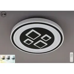 Briloner LED Deckenleuchte Bricks Schwarz/Weiß Ø49cm dimmbar mit Fernbedienung - Moderne Deckenleuchte mit 42W und 4000lm, dimmbar und mit Fernbedienung. Ideal zur individuellen Lichtgestaltung in jedem Raum. Perfekt für stimmungsvolle Beleuchtung!