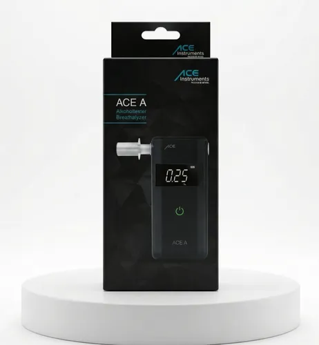 ACE A Alkotester - digitaler Alkoholtester mit elektrochemischem Sensor - Alkoholtester mit präzisem Sensor für akkurate Messungen über lange Zeit. Einfache 1-Knopf-Bedienung und inklusive Zubehör für sofortige Nutzung!