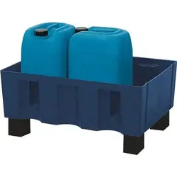 Auffangwanne 60l mit Gitterrost - Robuste 60l Auffangwanne mit Sockelfüßen, ideal für den innerbetrieblichen Transport. Beständig gegen aggressive Stoffe und geeignet für effiziente Lagerung. Mit Übereinstimmungserklärung und bauaufsichtlicher Zulassung.