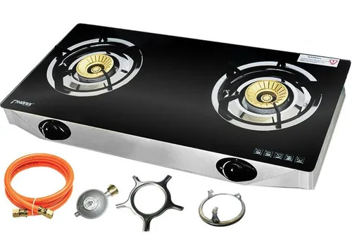 Phönix Germany Gaskocher PS-2 - 2-flammiger Campingkocher mit Zündsicherung und Piezo-Zündung, ideal für Outdoor-Abenteuer und Grillen im Freien.