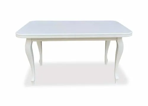 Ares Meble Vitkor Ausziehbarer Esstisch 160x90 cm - Weiß - Vielseitiger Esstisch im französischen Stil, ausziehbar auf 240 cm. Ideal für bis zu 10 Personen. Hergestellt aus MDF mit stilvollen Buchenholzbeinen, perfekt für jedes Esszimmer und funktional einsetzbar.