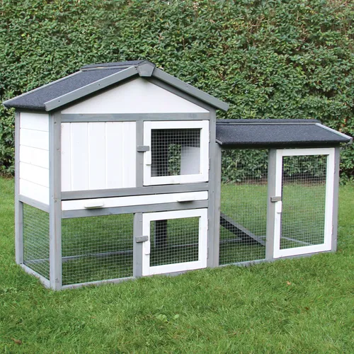 Kaninchenstall, Kleintierstall, Hamster, Hasenstall,  Klopfer grau/weiß