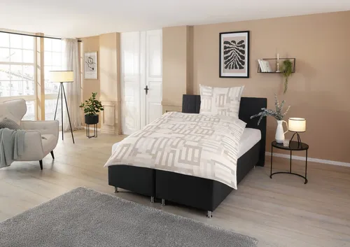 CASATEX Bettwäsche Yasin, 2-teilig, modern und elegant - Bettwäsche aus hochwertigem Interlock-Jersey in Beige, 100% Baumwolle, mit praktischem Reißverschluss und OEKO-TEX® Standard 100 Zertifizierung – ideal für einen erholsamen Schlaf.