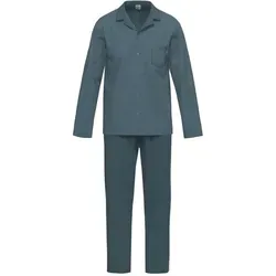 Ammann Schlafanzug Herren Pyjama geknöpft (2 tlg) Baumwolle blau 52