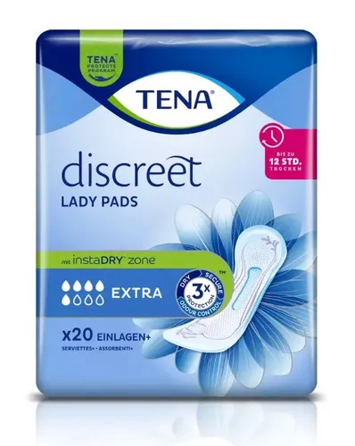 TENA LADY Discreet Einlagen extra 20 ST - Inkontinenzeinlagen für Frauen, besonders dünn und diskret, bieten zuverlässigen Schutz und Komfort im Alltag.