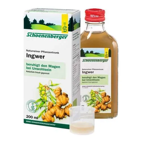 INGWER PFLANZENTRUNK Schoenenberger 200 ml - Nahrungsergänzungsmittel mit wertvollem Ingwerextrakt, ideal zur Unterstützung des Immunsystems und für mehr Wohlbefinden.