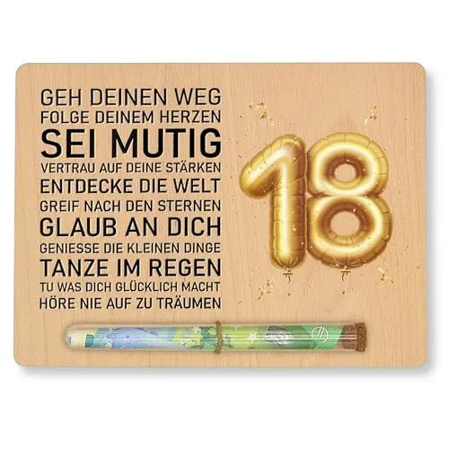 ZUKLA Verpackung für Geldgeschenke Geburtstag 18-23 x 17 cm Geldgeschenk Verpackung Holz - Gutschein Geburtstag