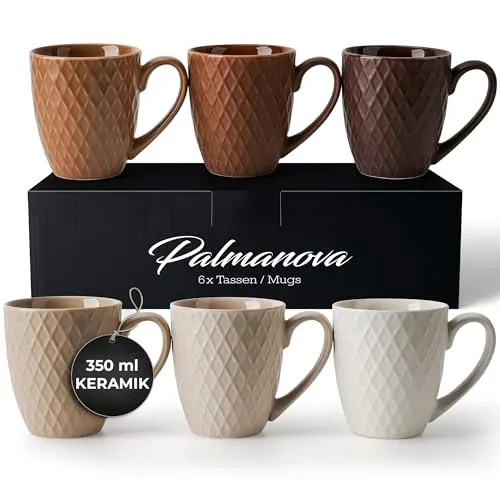 MiaMio Tasse Set 6 x 400 ml – Moderne Keramik in Matt Beige - Cappuccinotassen Set mit 6 stilvollen Bechern, ideal für Kaffee, Tee und Cappuccino, aus hochwertiger Keramik für einen modernen Look in Ihrem Haushalt.