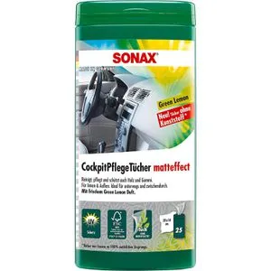 Sonax Reinigungstücher 04128000 matteffect Green Lemon, feucht, für Fahrzeuginnenraum, in der Dose, 25 Tücher
