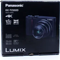 Panasonic LUMIX DC-TZ202D schwarz - Kompakte Digitalkamera mit 15-fachem Zoom - Kompaktkamera mit 15-fachem optischen Zoom, 4K Video- und Fotofunktion sowie WLAN/Bluetooth für sofortiges Teilen – ideal für Reisende.