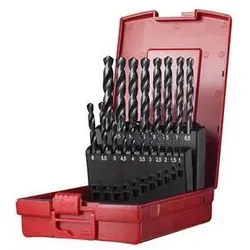 Spiralbohrer-Satz HSS 118° DIN 338 A190201 - Zubehör für Elektrowerkzeug: 19-teiliges Bohrerset mit präzisen HSS-Bohrern für exakte Bohrungen in Stahl, ideal für professionelle Anwendungen.