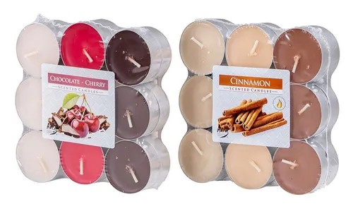 Levandeo® Duftkerze, 36 Kerzen 2x18 Stück Schoko Kirsche Zimt Weihnachtsduft Duftkerzen