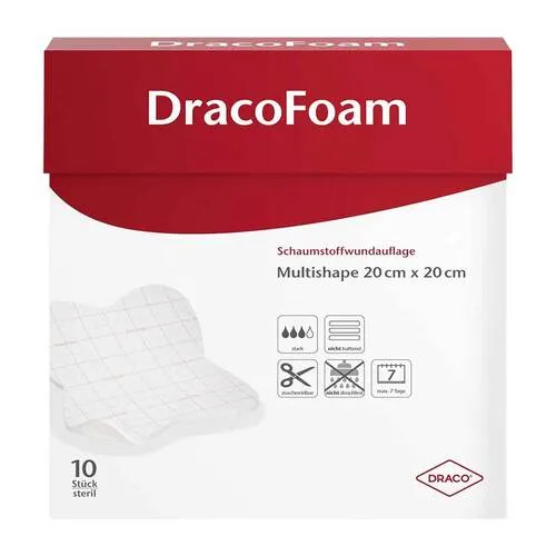Dracofoam Schaumstoff Wundauflage Multishape 20x20 cm - Arzneimittel für eine optimale Wundheilung, besonders hautfreundlich und atmungsaktiv, ideal für vielseitige Anwendungen.