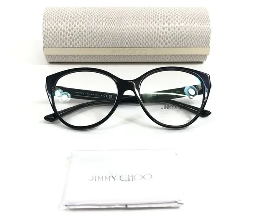 Jimmy Choo Brille Rahmen JC3009 5000 Glänzend Schwarz Cat Eye Full Rim 54-16-140