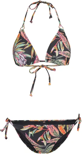 ONEILL CAPRI BONDEY Bikini 2023 - Black Tropical Flower, Größe 34 - Bikinis mit klassischem Triangel-Top, herausnehmbaren Polstern und umweltfreundlichem Material aus 78% recyceltem Polyamid. Ideal für den perfekten Strandlook!