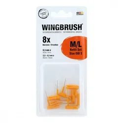 WINGBRUSH Refill-Set Interdental ISO 3 med./large – 8 St. - 8-teiliges Refill-Set für Interdentalbürsten, ideal für größere Zahnzwischenräume. Optimal geeignet für Kronen und Brücken. Für eine gründliche und effektive Zahnpflege.